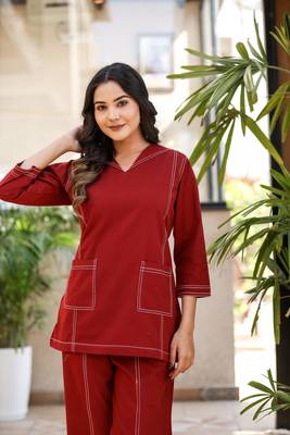 Red cotton flex dye co-ords set 3
