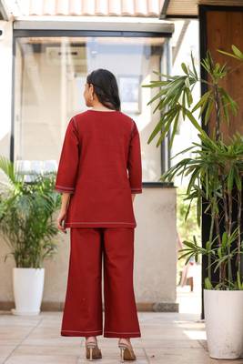 Red cotton flex dye co-ords set 4