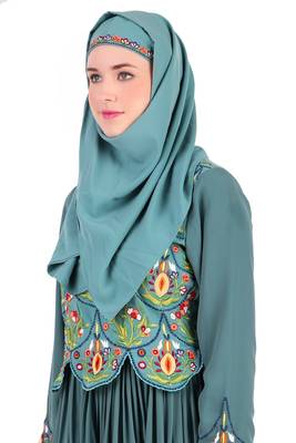Designer Hand Embroidered Attached Jacket Abaya 3