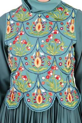 Designer Hand Embroidered Attached Jacket Abaya 4