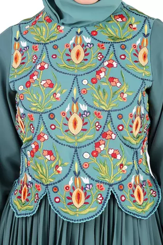 Designer Hand Embroidered Attached Jacket Abaya