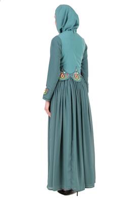 Designer Hand Embroidered Attached Jacket Abaya 5