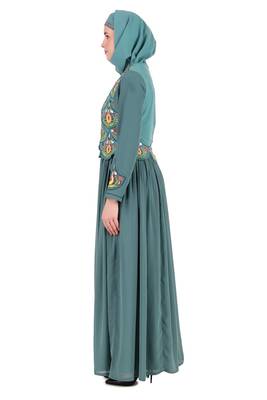 Designer Hand Embroidered Attached Jacket Abaya 6