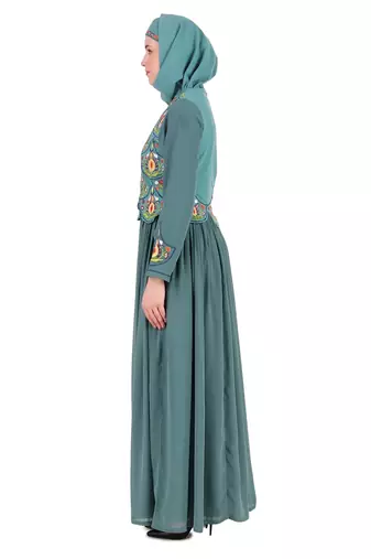 Designer Hand Embroidered Attached Jacket Abaya