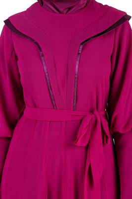 Royal Look Wine Satin and Georgette Abaya 6