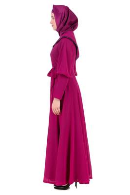 Royal Look Wine Satin and Georgette Abaya 7