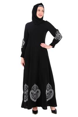 Paisley Embroidery Nida Black Abaya 1