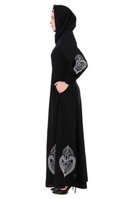 Paisley Embroidery Nida Black Abaya 2