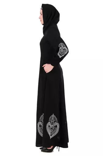 Paisley Embroidery Nida Black Abaya