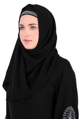 Paisley Embroidery Nida Black Abaya 3