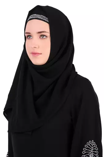 Paisley Embroidery Nida Black Abaya