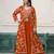 Embroidered faux georgette orange readymade salwar kameez with shrug