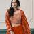 Embroidered faux georgette orange readymade salwar kameez with shrug
