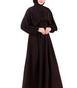 Ruched Box Pleated Brown Abaya