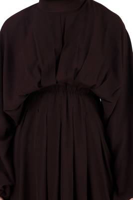 Ruched Box Pleated Brown Abaya 6