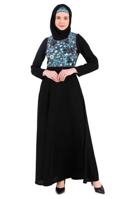 Floral Embroidered Bodice Multi Panel Abaya 2