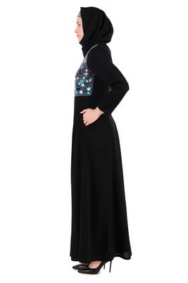 Floral Embroidered Bodice Multi Panel Abaya 4