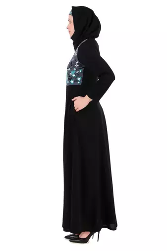 Floral Embroidered Bodice Multi Panel Abaya