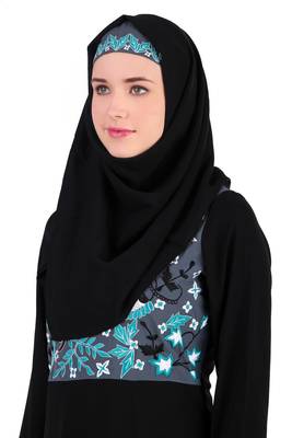Floral Embroidered Bodice Multi Panel Abaya 7