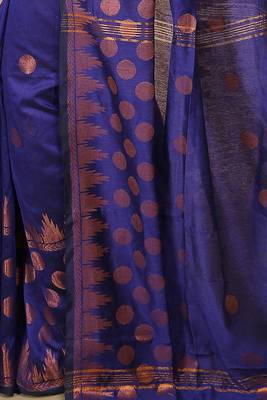 Blue Woven Handloom ball design  Cotton Saree  5
