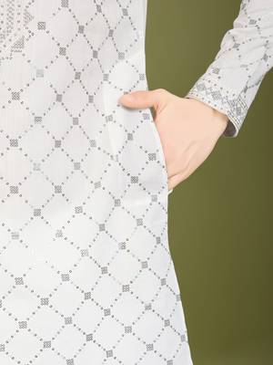 white viscose silk sequins embroidered kurta with dupatta 8