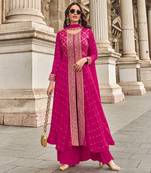 Pink chinon sequence embroidered salwar suit (free size)