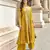 Yellow chinon sequin embroidered salwar suit (free size)