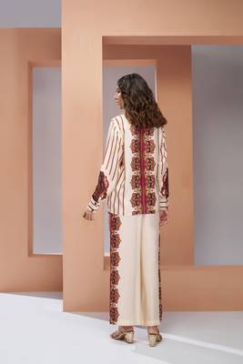 Cream printed silk co-ord sets 3