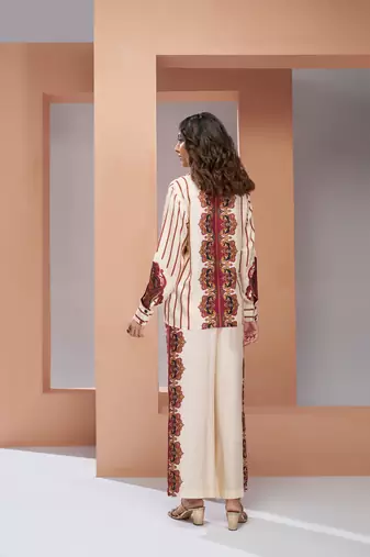 Cream printed silk co-ord sets