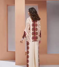 Cream printed silk co-ord sets