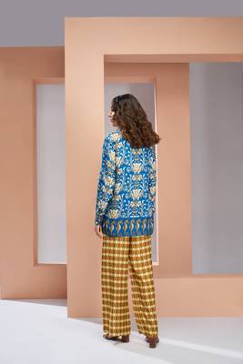 Royal blue muslin silk co - ord sets 3