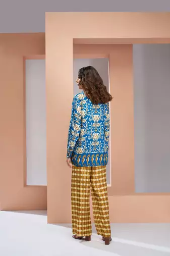 Royal blue muslin silk co - ord sets