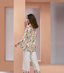 Off white muslin art silk printed Co-ord set