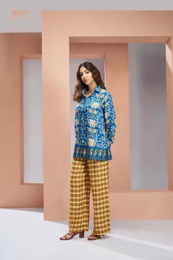 Royal blue muslin silk co - ord sets