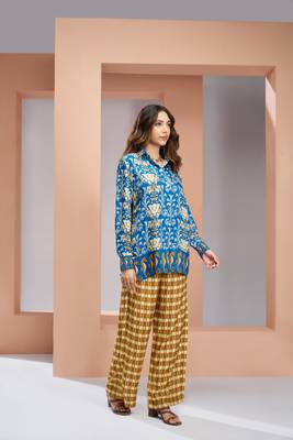 Royal blue muslin silk co - ord sets 6