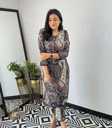 Black viscose printed kurta set
