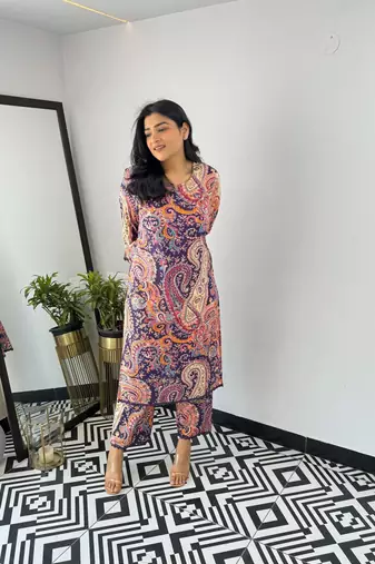 Multi viscosee printed kurta set