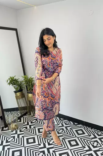 Multi viscosee printed kurta set