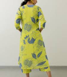 Yellow printed viscose kurtaset