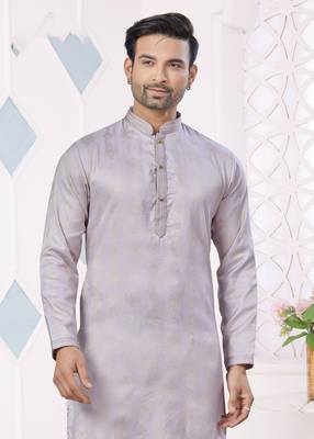 Lavender jacquard silk pintex,weaving jacquard designer ethnic festive wear men's kurta payjama 2