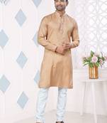 Peach jacquard silk pintex,weaving jacquard designer ethnic festive wear men's kurta payjama
