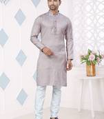 Grey jacquard silk pintex,weaving jacquard designer ethnic festive wear men's kurta payjama