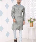 Grey jacquard silk pintex,weaving jacquard designer ethnic festive wear men's kurta payjama