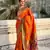 Orange soft silk blend wevon paithani meenakari ceremonial saree