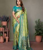 Wevon heavy banarasi tissue silk pista ethnic ceremonial saree