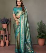Wevon heavy banarasi tissue silk grey ethnic ceremonial saree