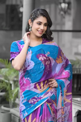 ready made multy imported georgette digital printed gown style saree