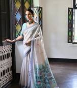 Blue muga cotton festive saree