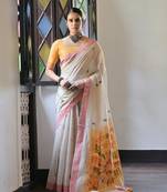 Orange muga cotton festive saree