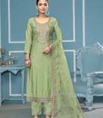 Pista graceful festive roman cotton suit with designer embroidery with hand work